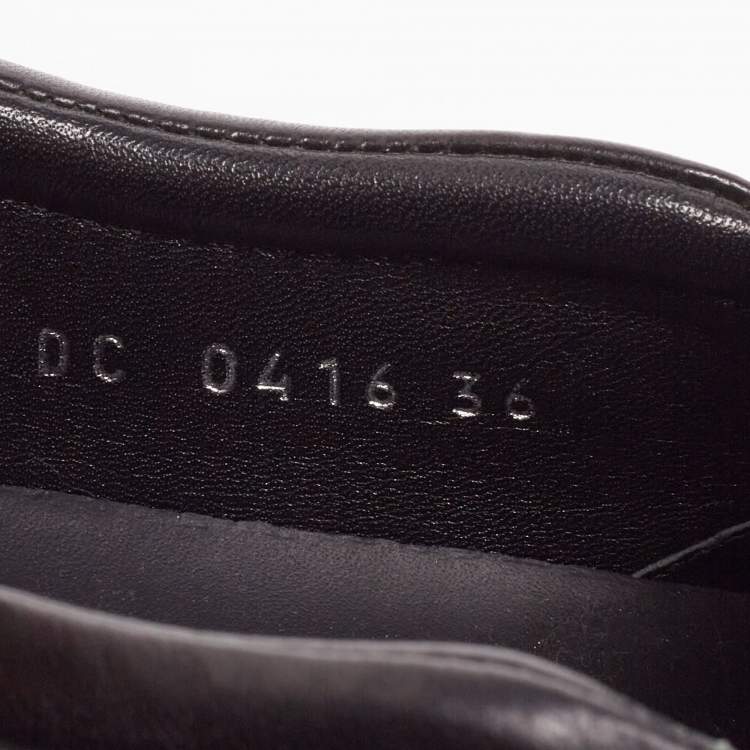 Pre Owned Dior Black Denim And Leather Happy Crystal Embellished Slip On Sneakers Size 36