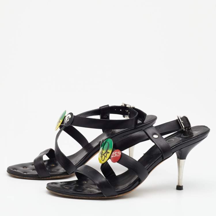 Dior Black Leather Strappy Sandals Size 38 Dior TLC