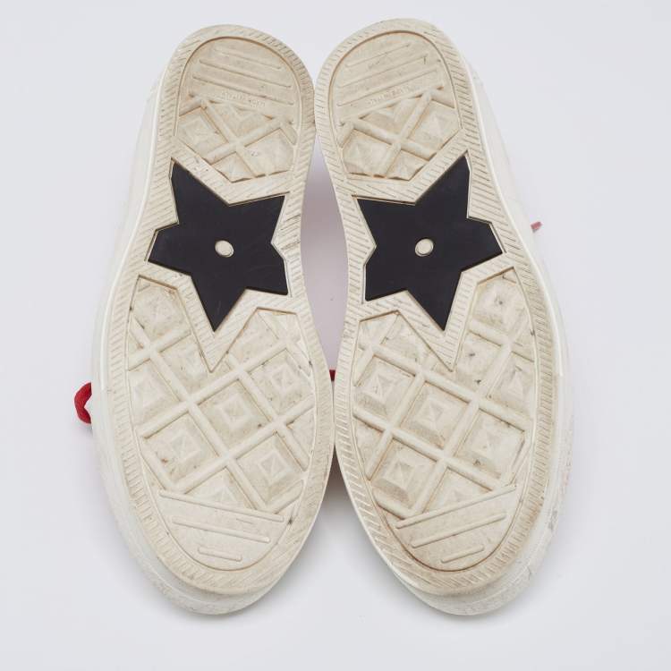 Pre Owned Dior Red Dior Fabric Oblique Embroidered Cotton Walk'N'Dior Sneaker Size 38