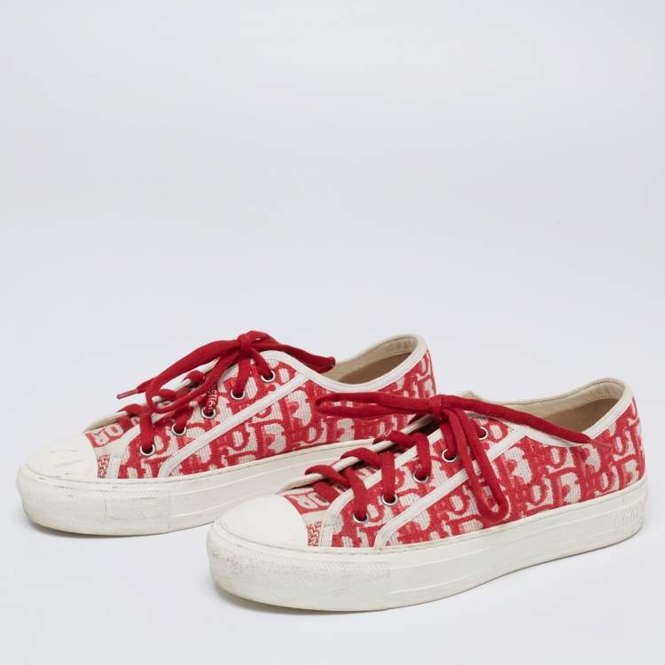 Red B23 High Top Dior Oblique Sneakers  THEECHELON