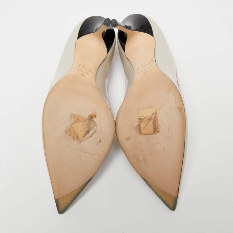Pre Owned Dior Tricolor Patent and Leather Pointed-Toe Pumps Size 41