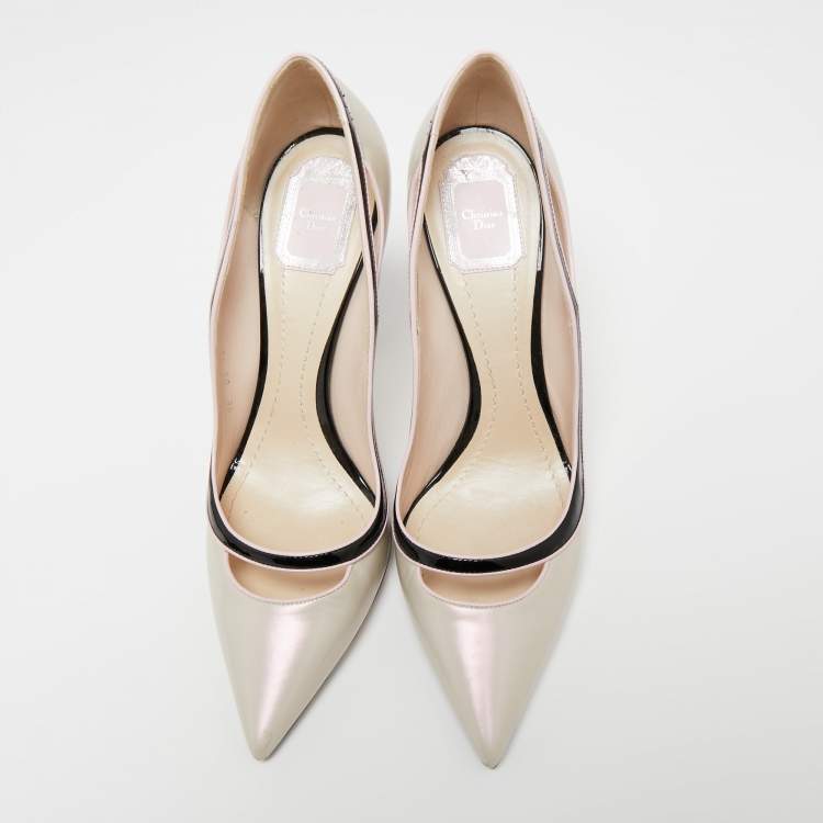 Pre Owned Dior Tricolor Patent and Leather Pointed-Toe Pumps Size 41