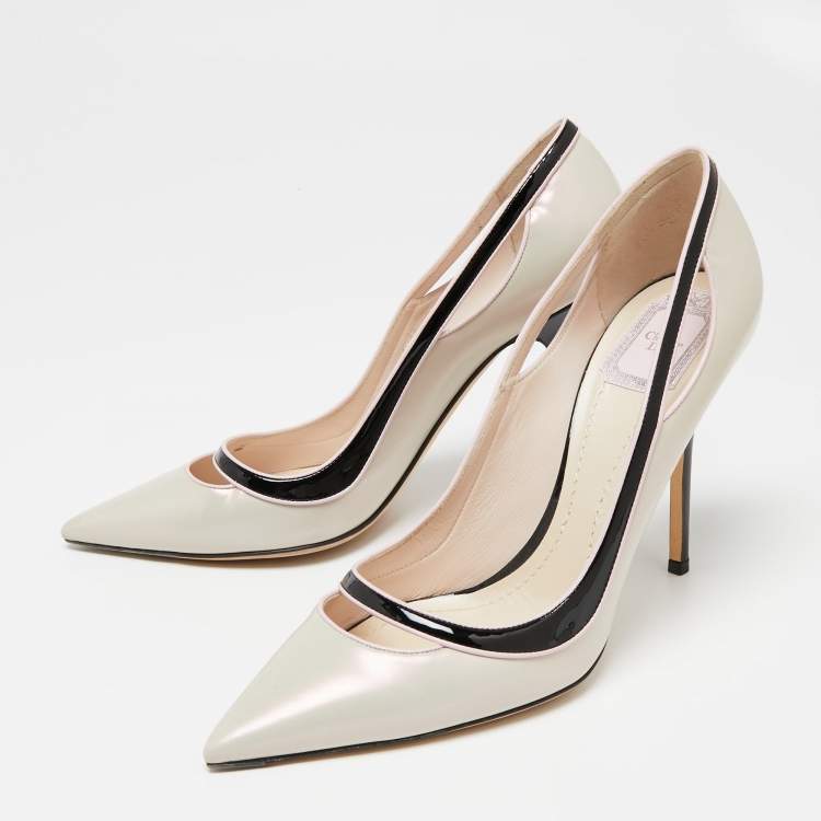 Pre Owned Dior Tricolor Patent and Leather Pointed-Toe Pumps Size 41