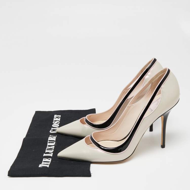Pre Owned Dior Tricolor Patent and Leather Pointed-Toe Pumps Size 41