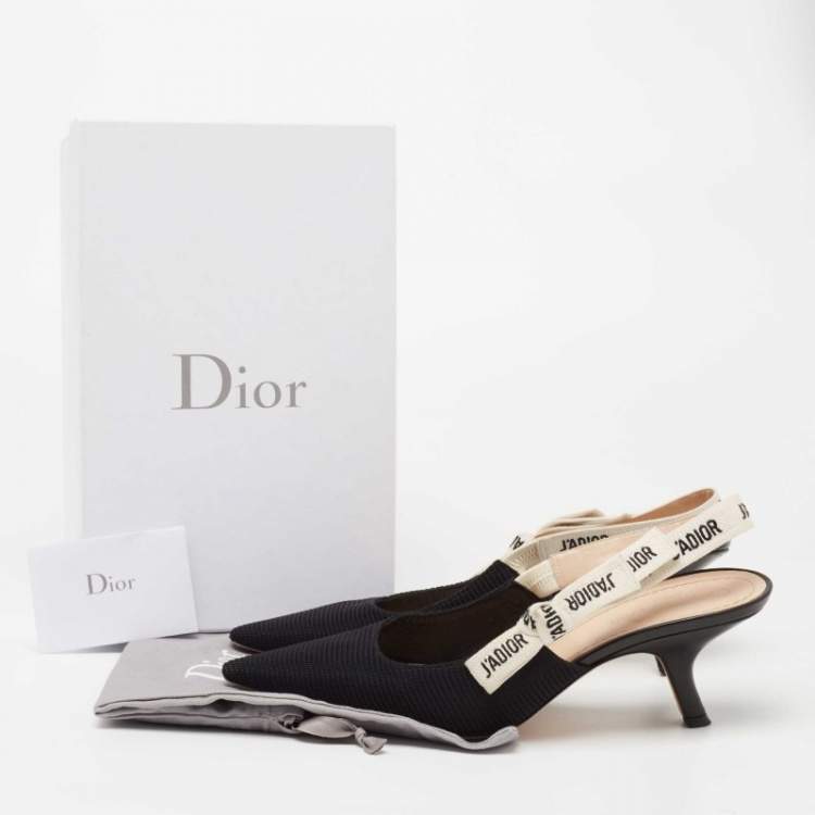 Pre Owned Dior Black Knit Fabric J'Adior Slingback Pumps Size 42 