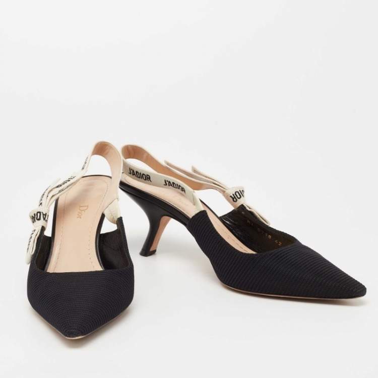 Pre Owned Dior Black Knit Fabric J'Adior Slingback Pumps Size 42 