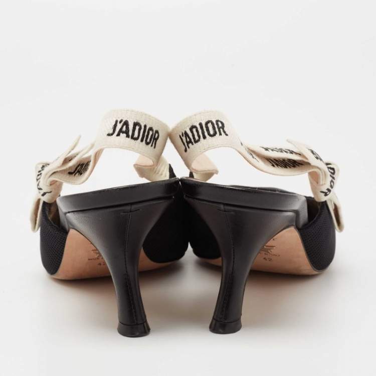 Pre Owned Dior Black Knit Fabric J'Adior Slingback Pumps Size 42 