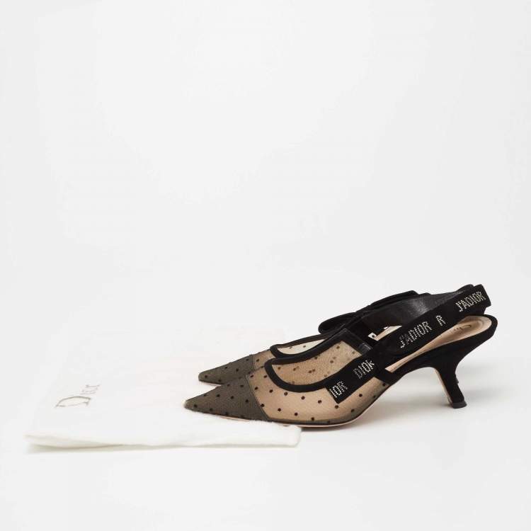 Pre Owned Dior Black Mesh and Suede J'Adior Slingback Pumps Size 40