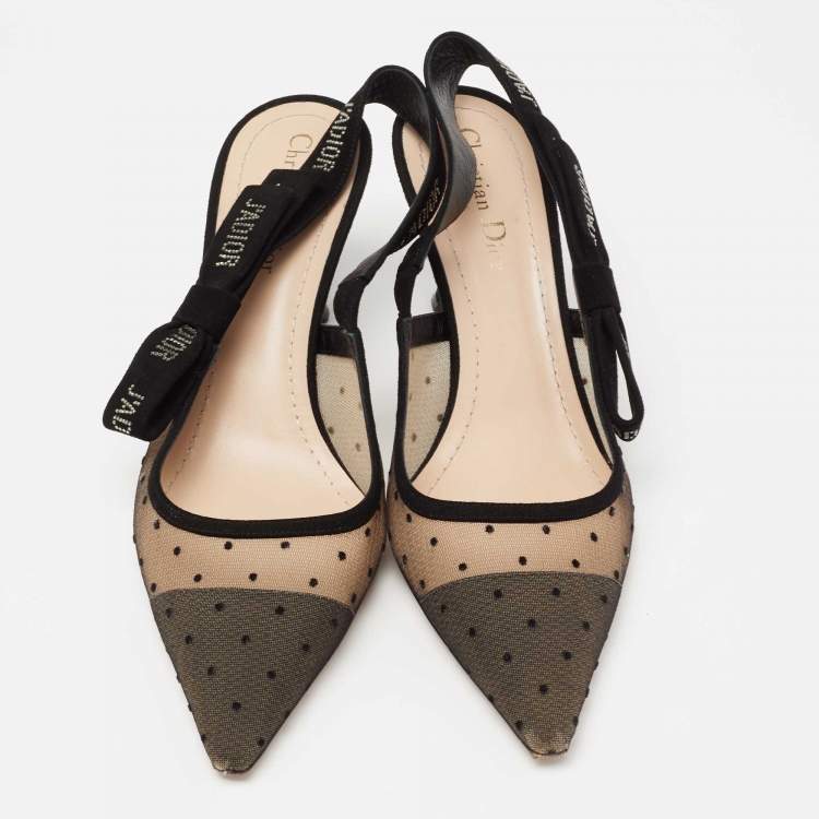 Pre Owned Dior Black Mesh and Suede J'Adior Slingback Pumps Size 40