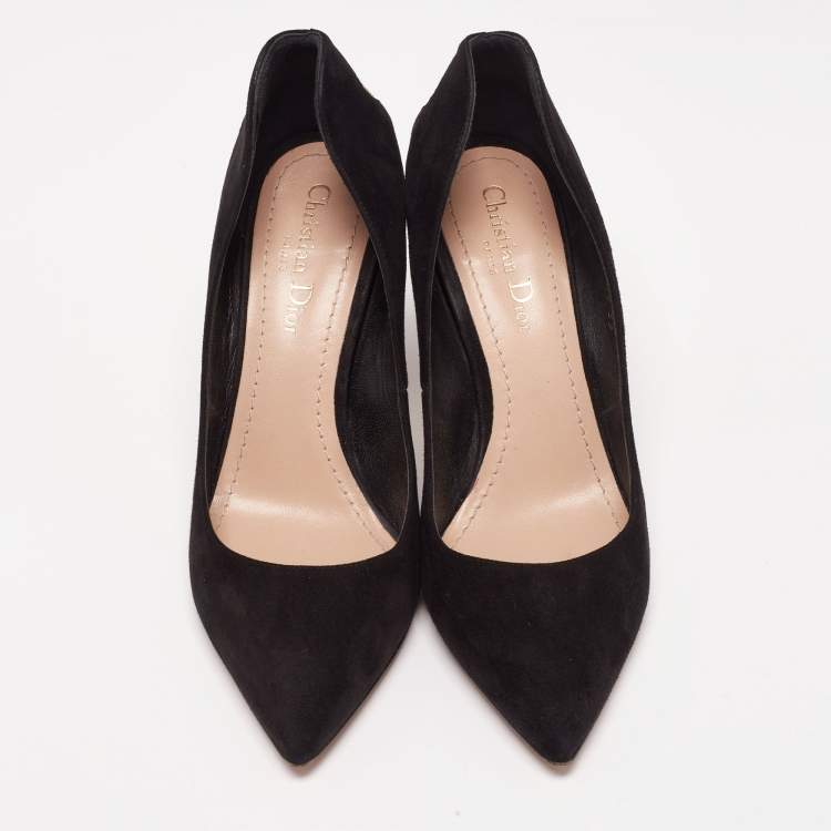 Pre Owned Dior Black Suede Crystal Embellished Pointed Toe Pumps Size 39