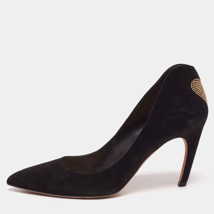 Pre Owned Dior Black Suede Crystal Embellished Pointed Toe Pumps Size 39