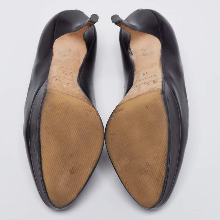 Pre Owned Dior Black Leather Platform Pumps Size 36