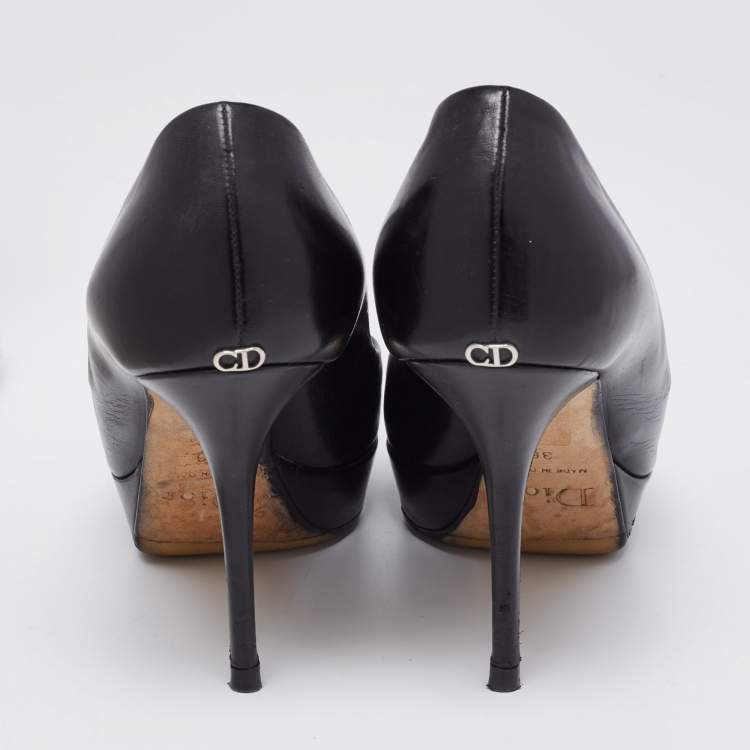 Pre Owned Dior Black Leather Platform Pumps Size 36