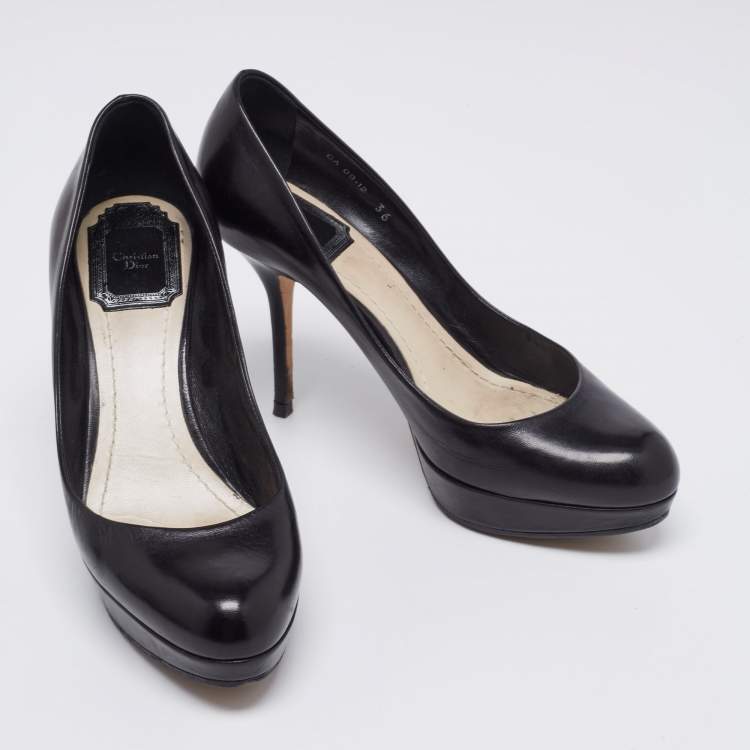 Pre Owned Dior Black Leather Platform Pumps Size 36