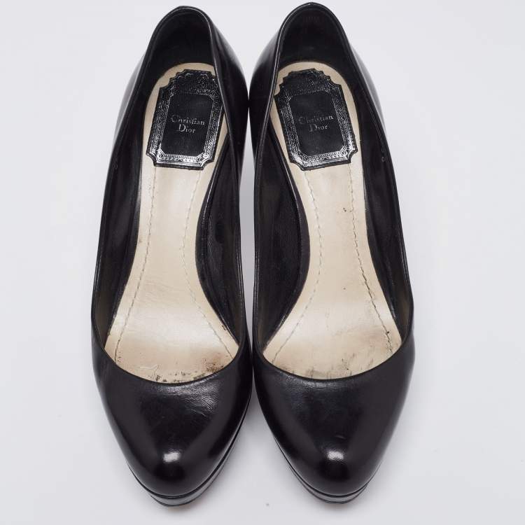 Pre Owned Dior Black Leather Platform Pumps Size 36