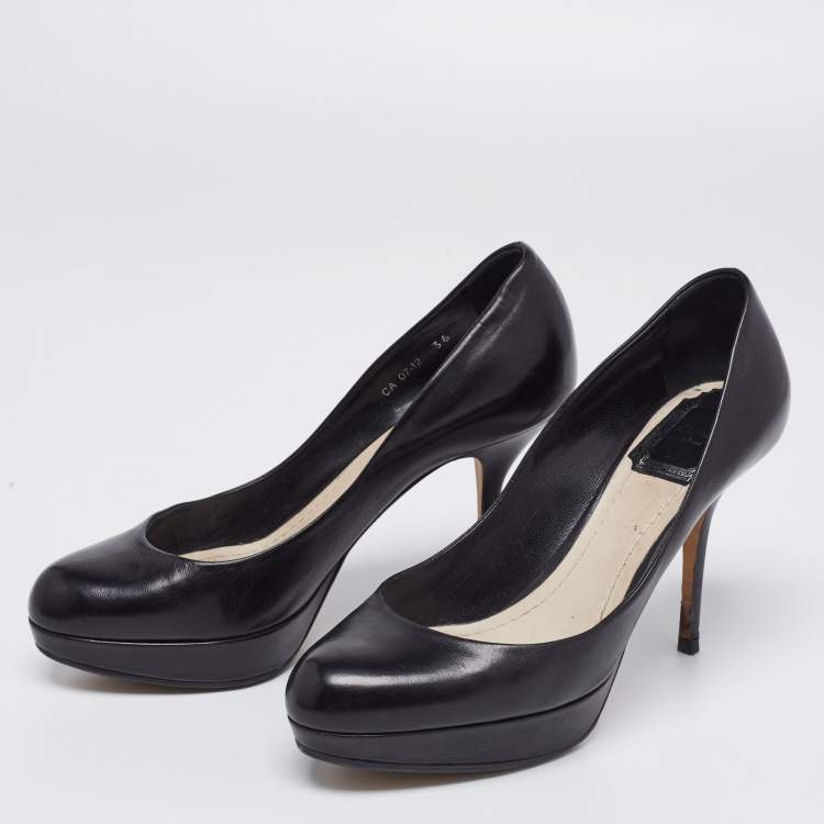 Pre Owned Dior Black Leather Platform Pumps Size 36