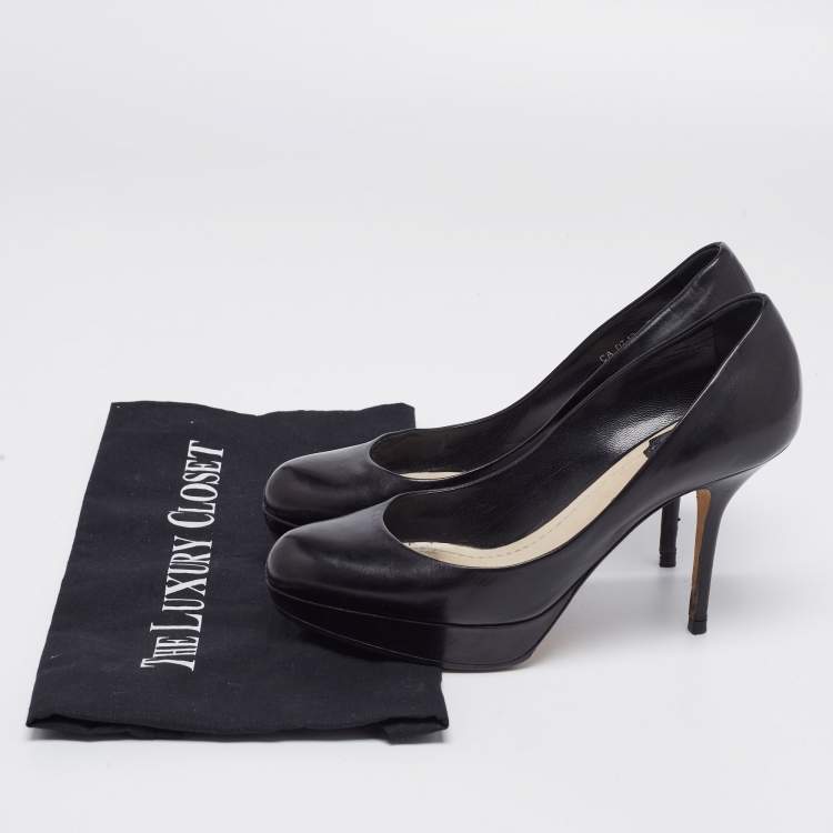 Pre Owned Dior Black Leather Platform Pumps Size 36