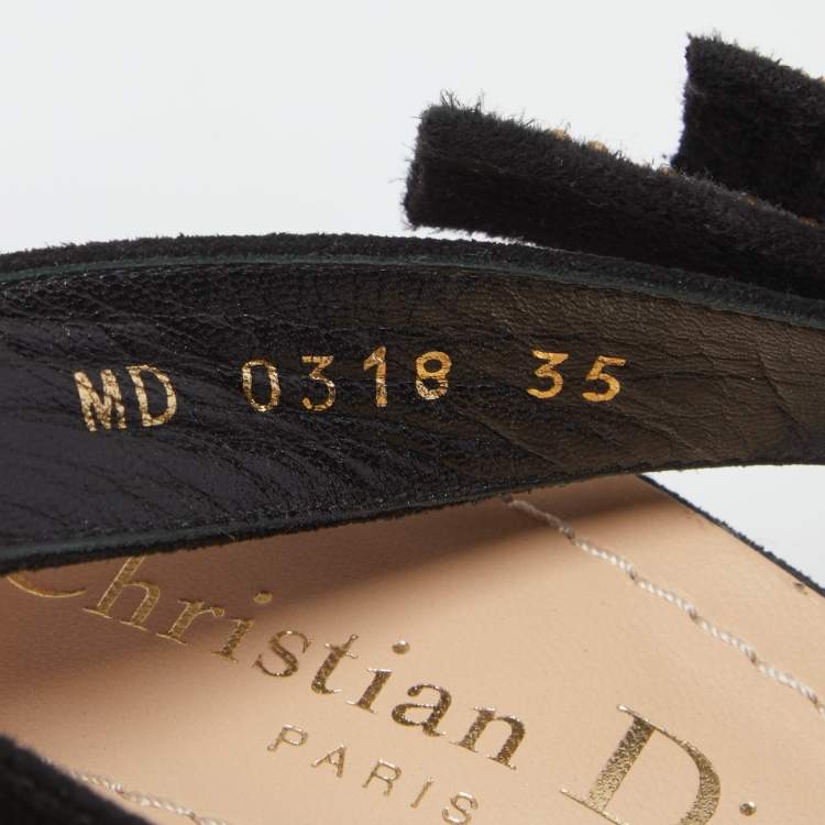 Pre Owned Dior Black Net And Suede  J'adior Studded  Slingback Sandals Size 35