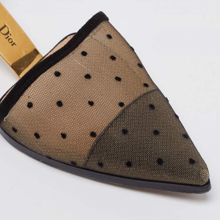Pre Owned Dior Beige/Black Suede and Mesh Pointed Toe Pumps Size 37