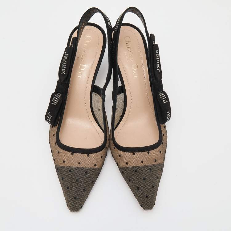 Pre Owned Dior Black Mesh And Suede J 'Adior Slingback Sandals Size 37.5