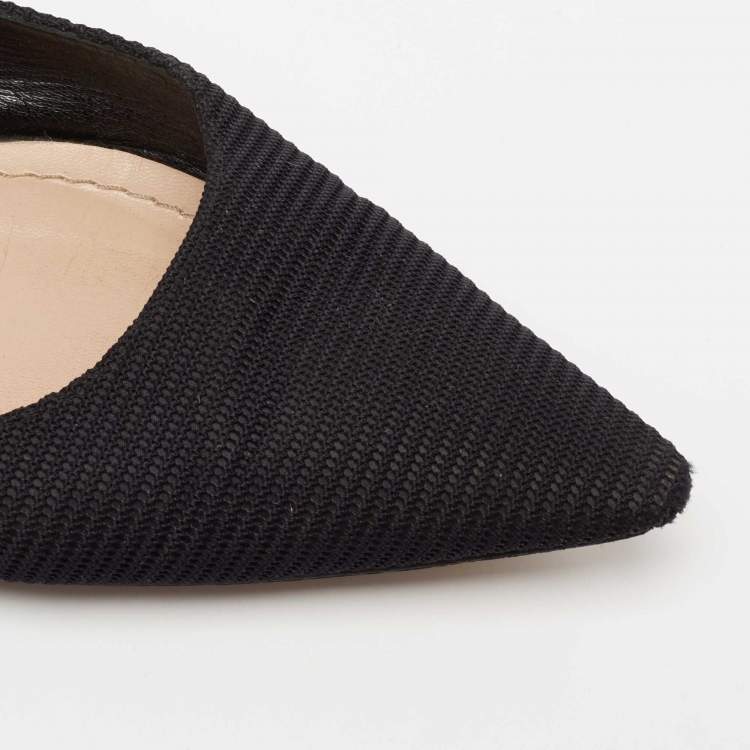 Pre Owned Dior Black Technical Fabric and Ribbon J'adior Slingback Flats Size 39.5
