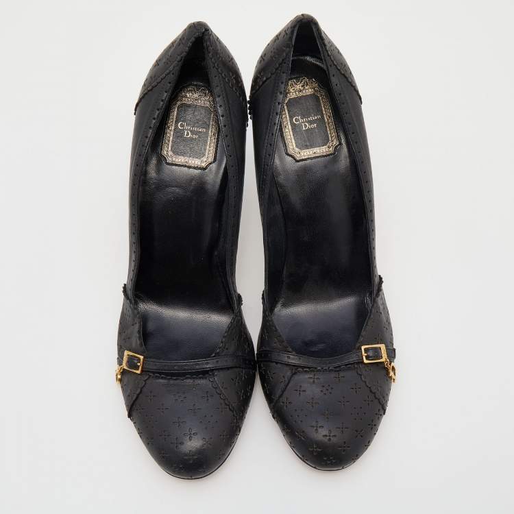 Pre Owned Dior Black Leather Buckle Pumps Size 41.5