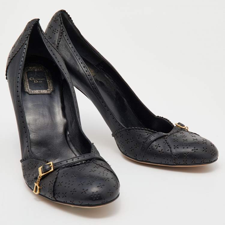 Pre Owned Dior Black Leather Buckle Pumps Size 41.5
