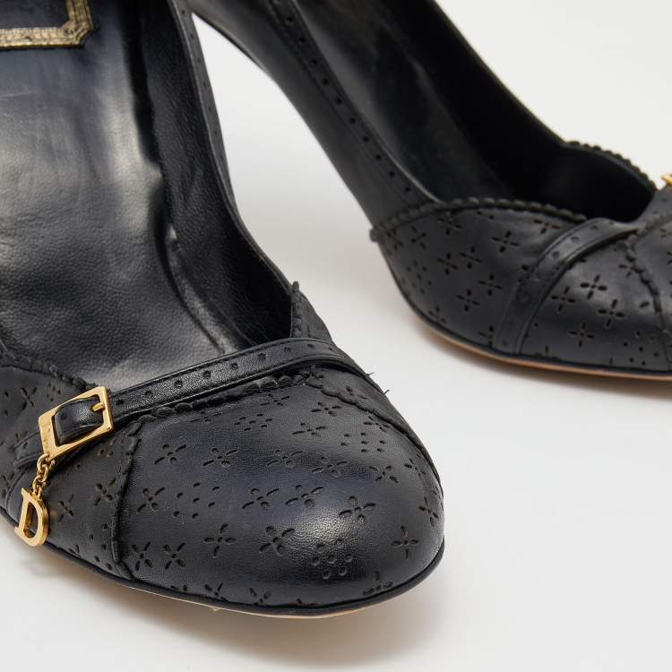 Pre Owned Dior Black Leather Buckle Pumps Size 41.5