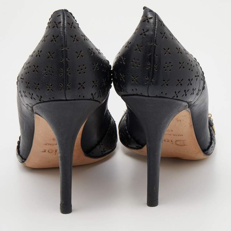 Pre Owned Dior Black Leather Buckle Pumps Size 41.5