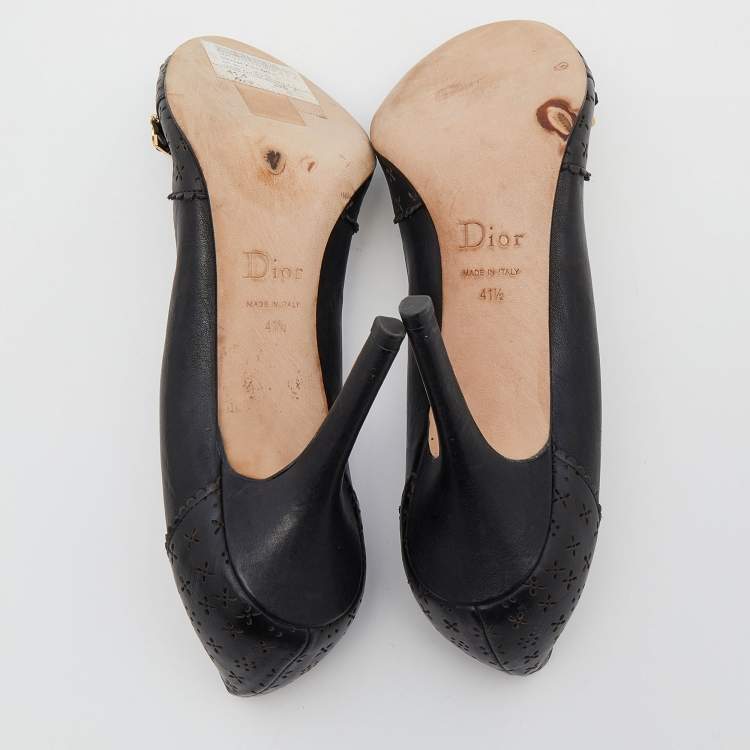 Pre Owned Dior Black Leather Buckle Pumps Size 41.5