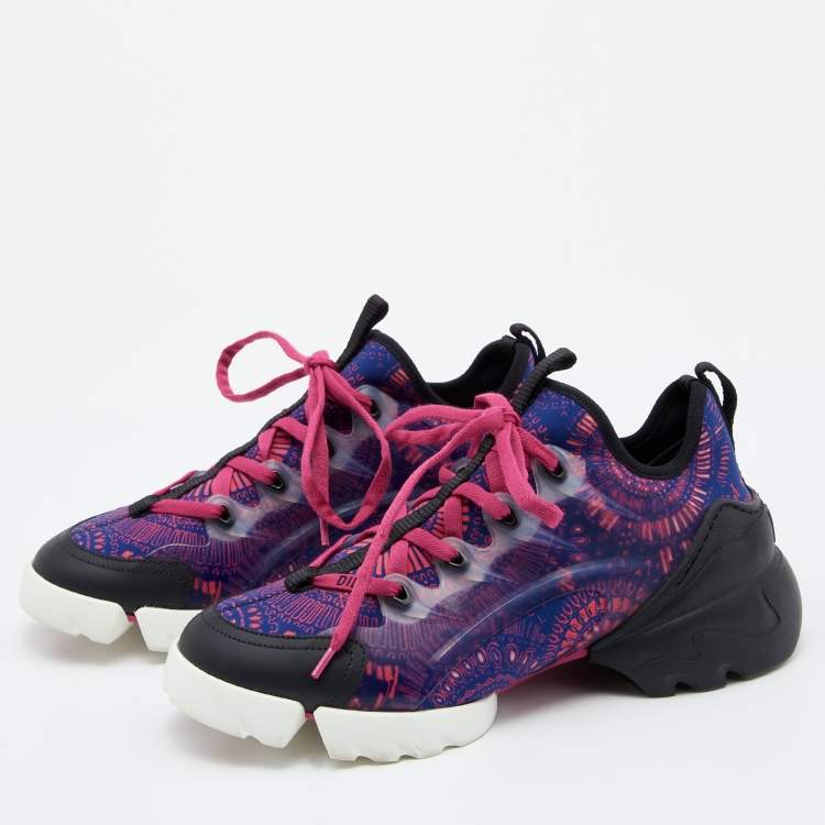 Pre Owned Dior Multicolor Tropicalia Print Technical Fabric And Leather D-Connect  Sneakers Size 38.5