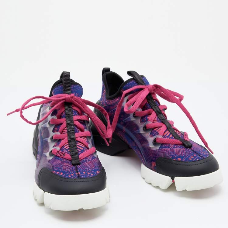 Pre Owned Dior Multicolor Tropicalia Print Technical Fabric And Leather D-Connect  Sneakers Size 38.5