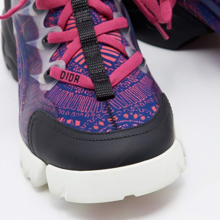 Pre Owned Dior Multicolor Tropicalia Print Technical Fabric And Leather D-Connect  Sneakers Size 38.5