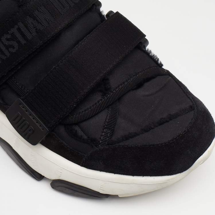 Pre Owned Dior Black Neoprene and Suede D-Wander Low Top Sneakers Size 38