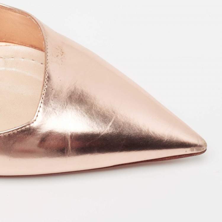 Pre Owned Dior Rose Gold  Leather Cherie Pointed Toe Pumps Size 40.5