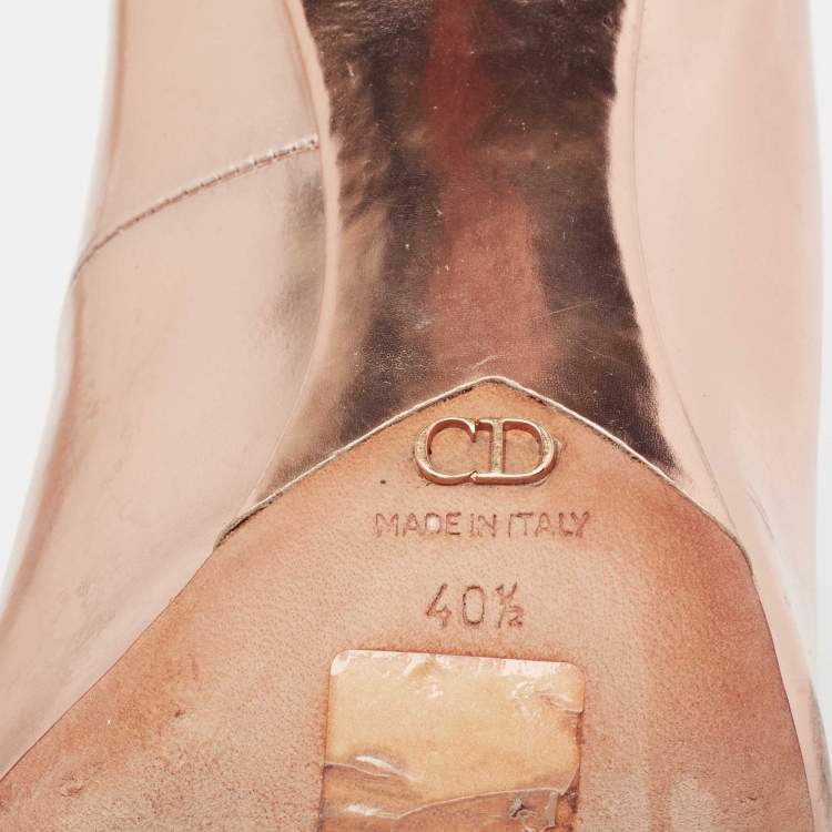 Pre Owned Dior Rose Gold  Leather Cherie Pointed Toe Pumps Size 40.5