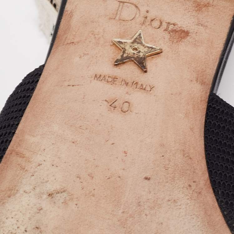 Pre Owned Dior Black Technical Fabric J'Adior Pointed Toe Flat Slingback Sandals Size 40