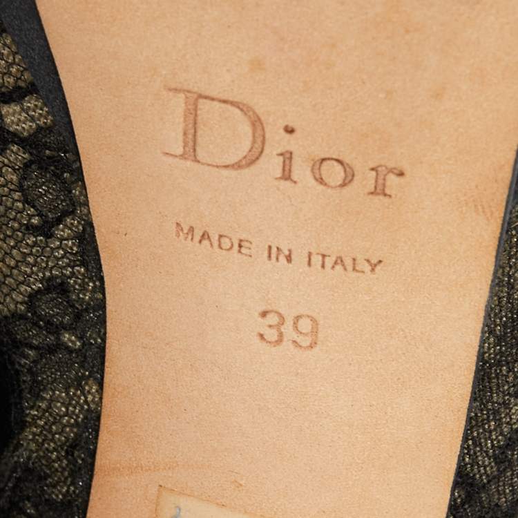Pre Owned Dior Black Lace And Satin Mock Lace Up Peep Toe Ankle Booties Size 39