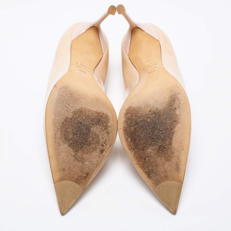 مملوكة مسبقًا Dior Beige Patent Leather Pointed-Toe Pumps Size 37.5