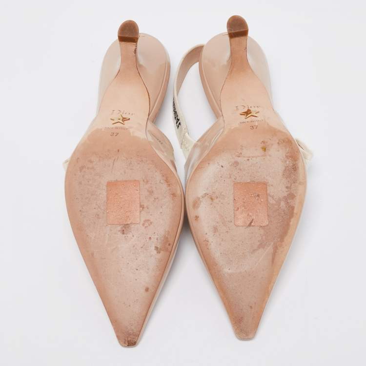 مملوكة مسبقًا Dior Beige Patent Leather J'adior Slingback Pumps Size 37