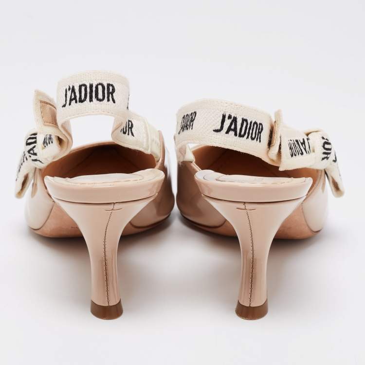 مملوكة مسبقًا Dior Beige Patent Leather J'adior Slingback Pumps Size 37