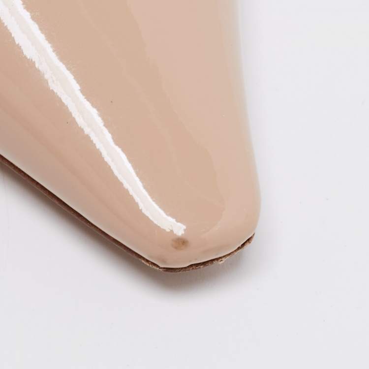 مملوكة مسبقًا Dior Beige Patent Leather J'adior Slingback Pumps Size 37