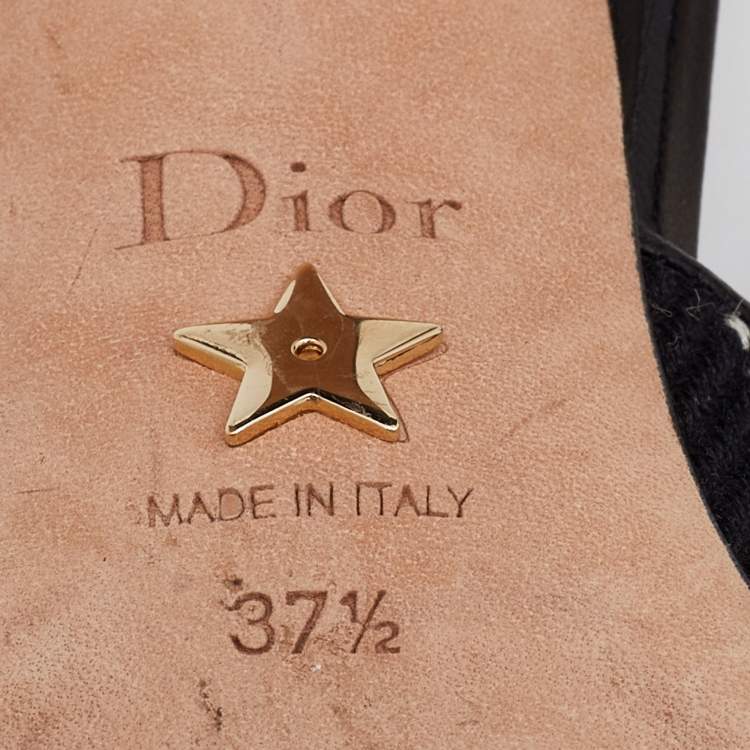 Pre Owned Dior Black/White Canvas J'adior Slingback Sandals Size 37.5
