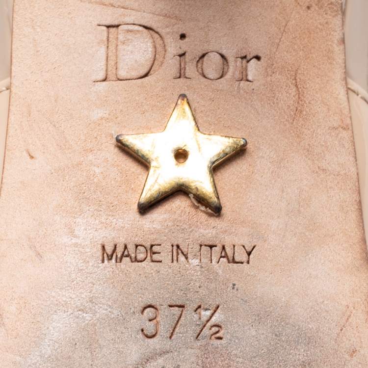 Pre Owned Dior Beige Patent Leather J'adior Slingback Pumps Size 37.5