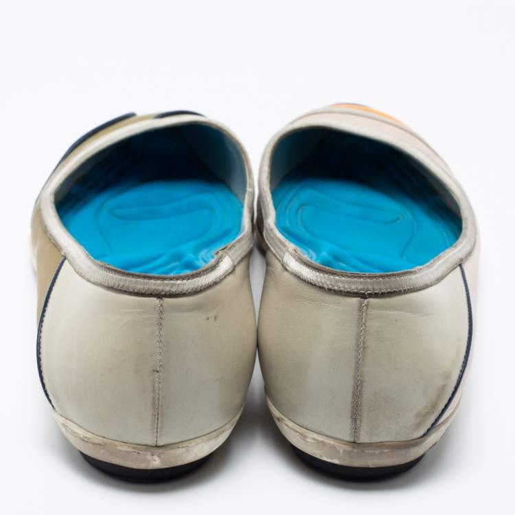 Pre Owned Dior Multicolor Fabric And Leather Ballet Flats Size 36