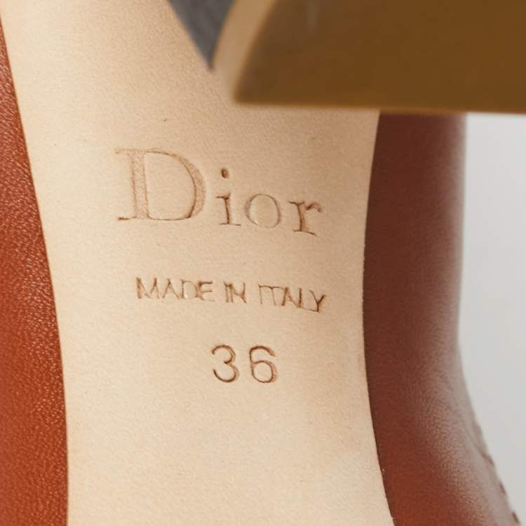 Pre Owned Dior Brown Leather Criss Cross Cannage Heel Peep Toe Pumps Size 36