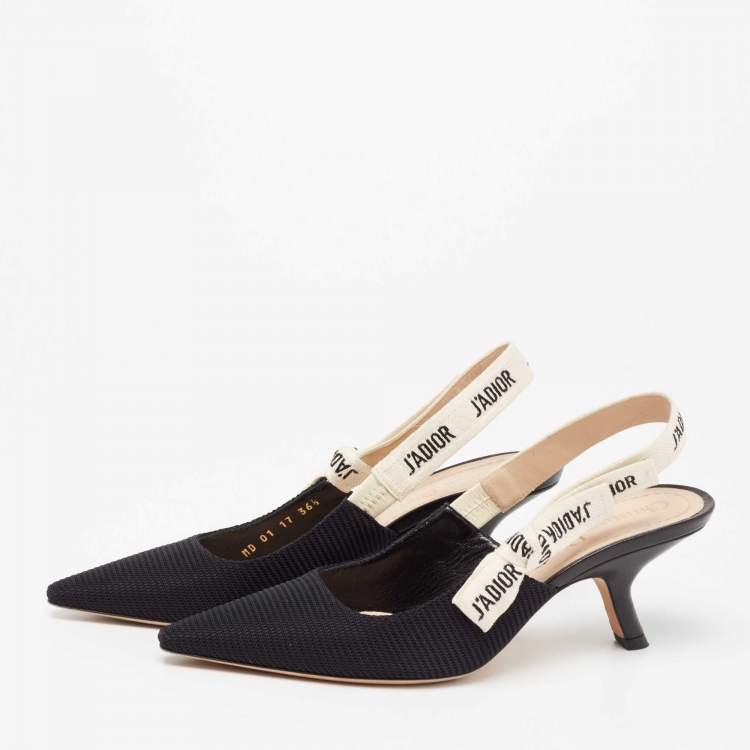 Pre Owned Dior Black Canvas  J'adior Slingback Pumps Size 36.5