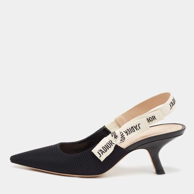 Pre Owned Dior Black Canvas  J'adior Slingback Pumps Size 36.5