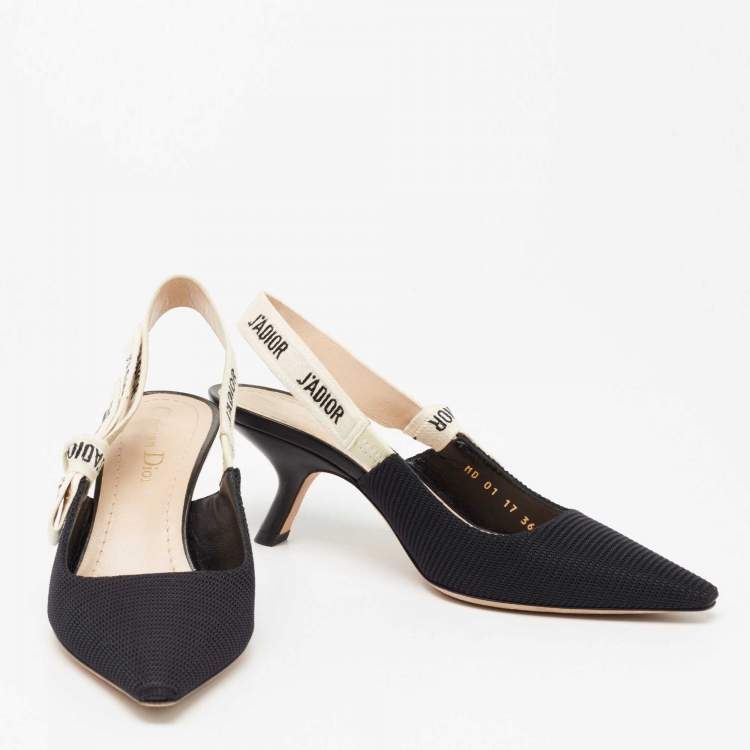 Pre Owned Dior Black Canvas  J'adior Slingback Pumps Size 36.5