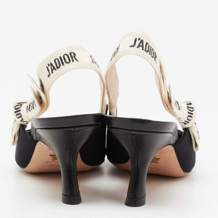 Pre Owned Dior Black Canvas  J'adior Slingback Pumps Size 36.5